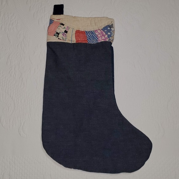 Handmade Christmas Stocking Quilt and Denim Cat - Picture 2 of 4